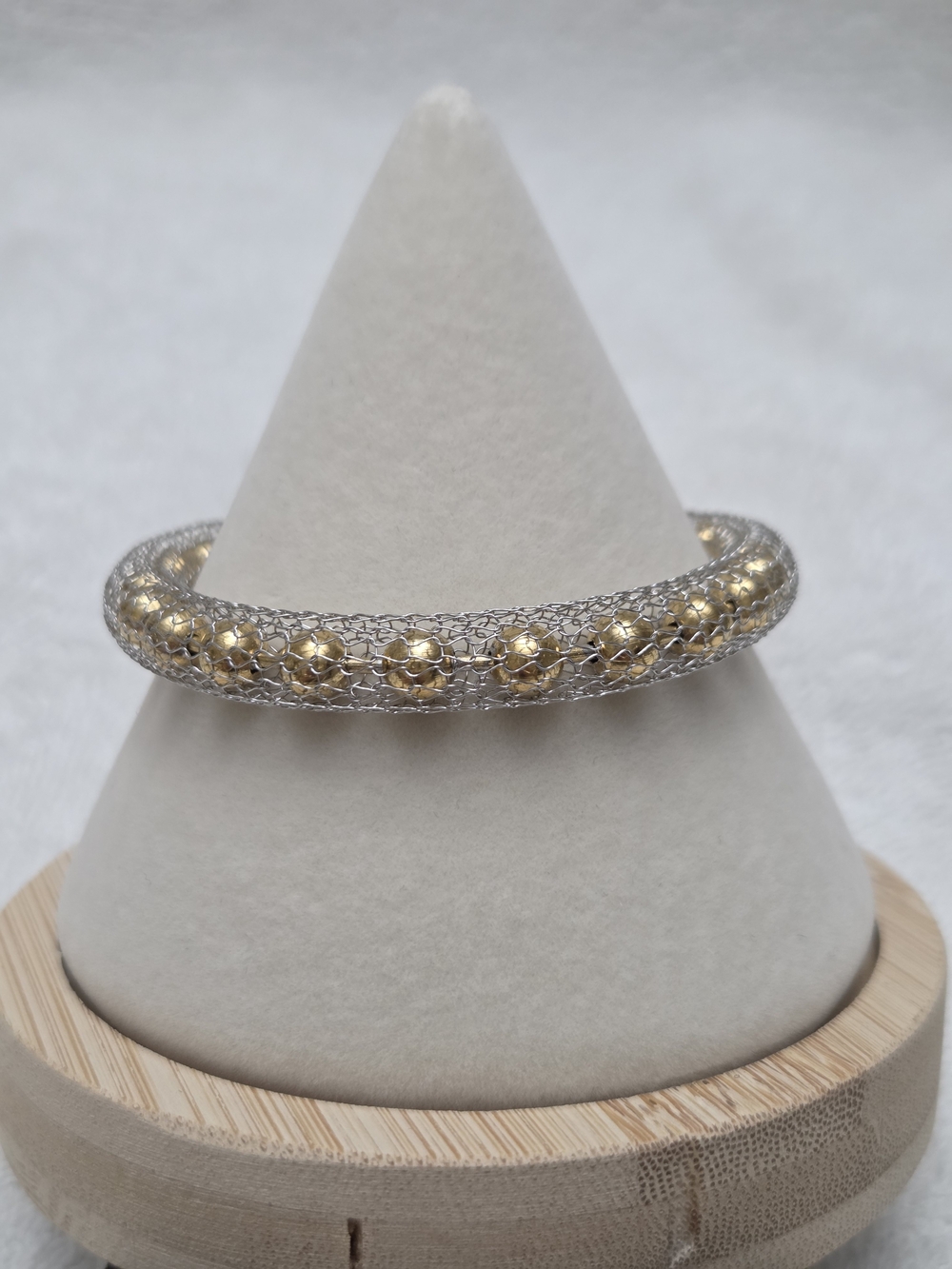 Yellow & Gold Toned Popcorn Mesh Chain Bracelet